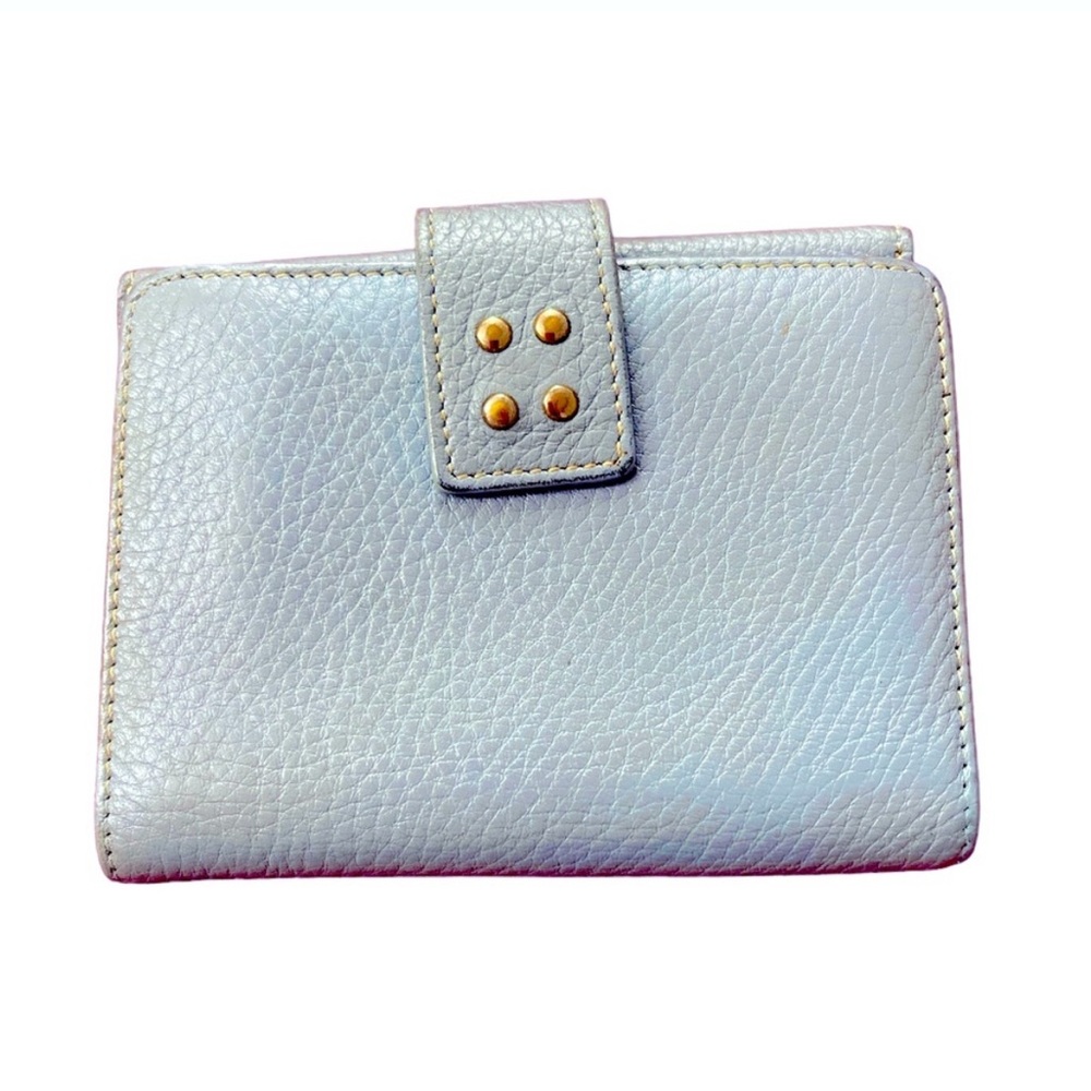 VINTAGE Celine // Light French Blue Grey-Leather Wallet - Picture 3 of 6